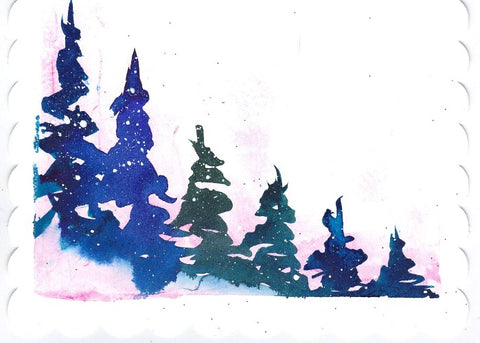 'Winter Sky & Evergreens III' 2 Pack Original Art Card
