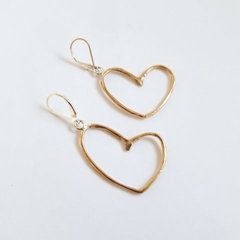 'Choose Love' Bronze Heart Earrings
