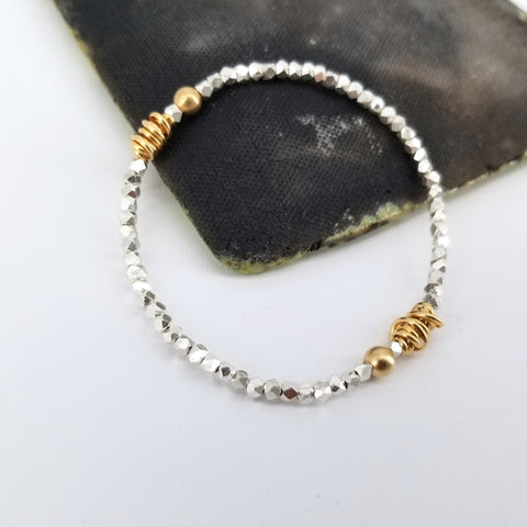 'Hera' Collection Gold Wrapped Pendant & Fine Silver Stretch Bracelet