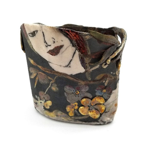 'Kumquat Pot' Sculptural Raku Vessel