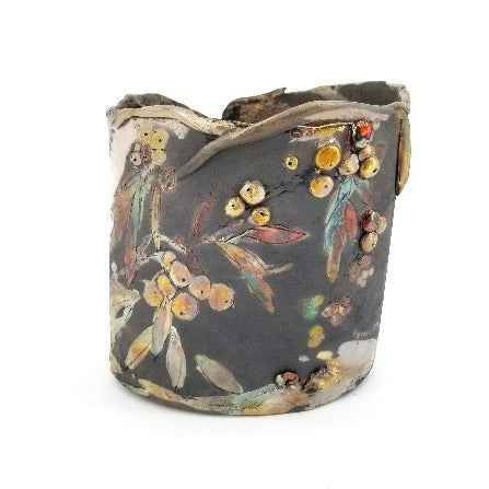 'Kumquat Pot' Sculptural Raku Vessel