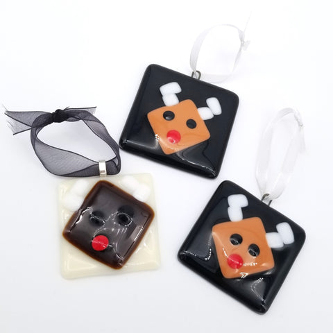 Handmade Glass Reindeer Ornaments