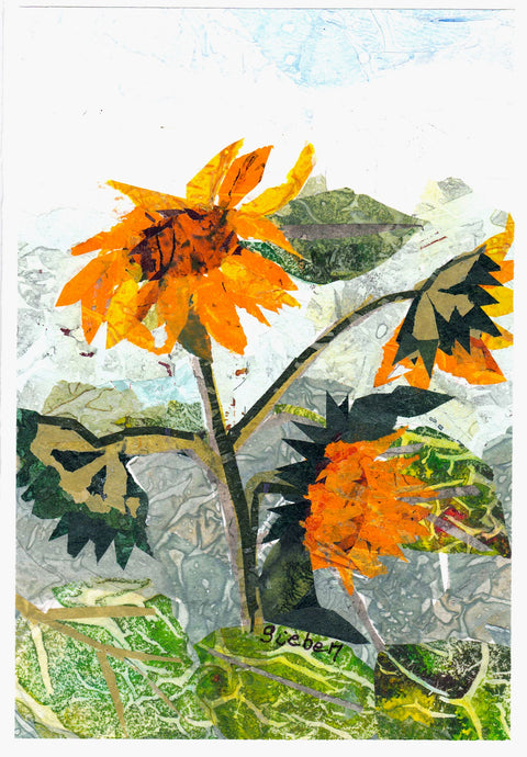 "Sunflower Series" Original Collaged Art Card