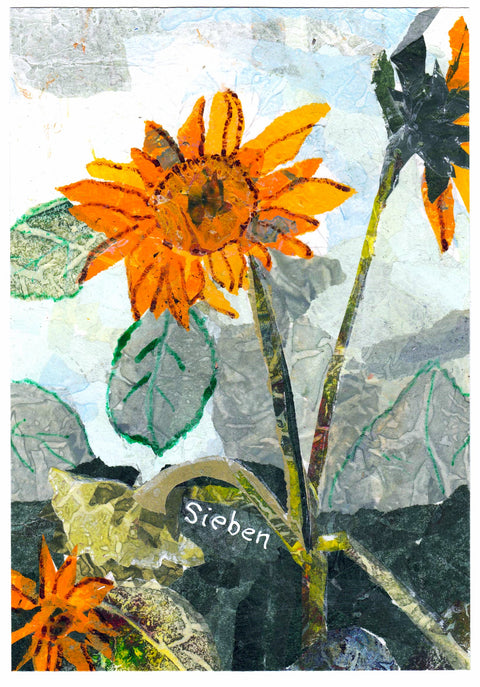 "Sunflower Series" Original Collaged Art Card