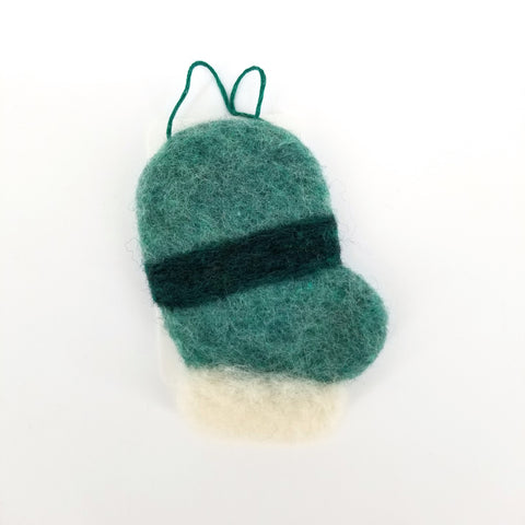 Flat Felted Mitten Ornament