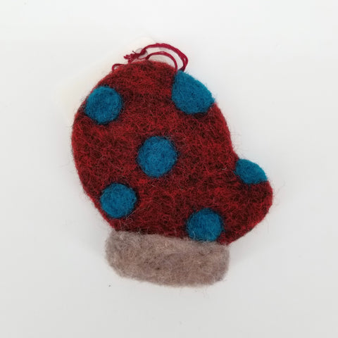 Flat Felted Mitten Ornament
