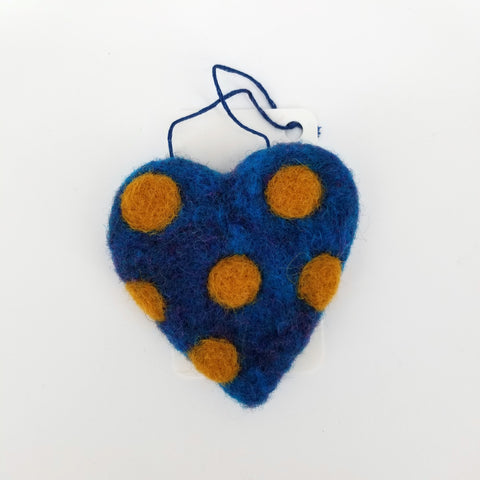 Flat Felted Heart Ornament