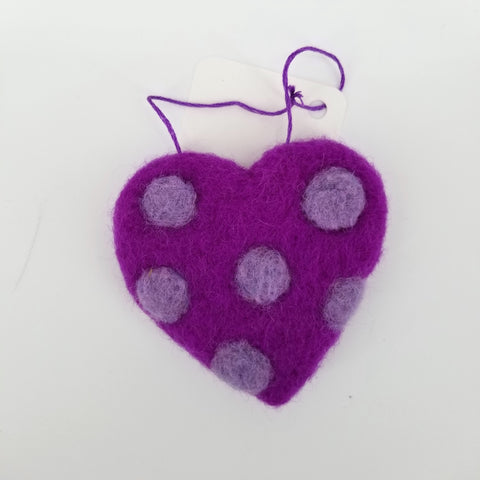 Flat Felted Heart Ornament