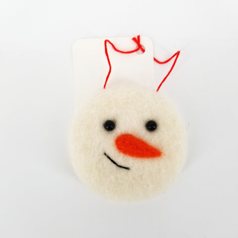 Flat Felted Snowman Ornament