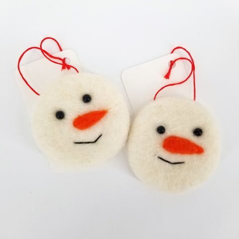 Flat Felted Snowman Ornament