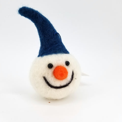 Felted Snowman Head Ornament