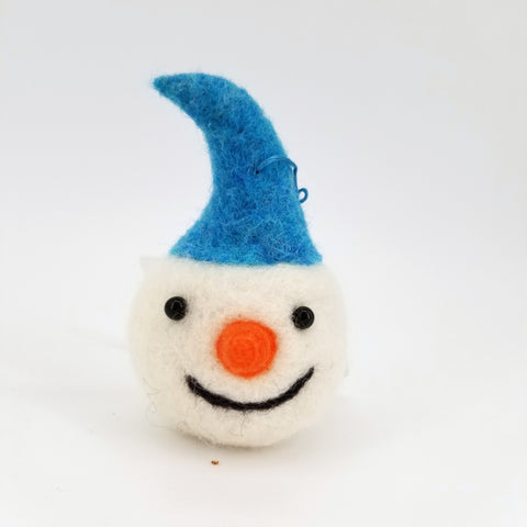 Felted Snowman Head Ornament