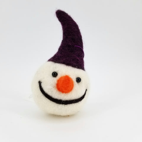 Felted Snowman Head Ornament