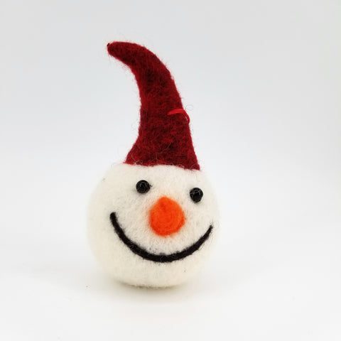 Felted Snowman Head Ornament