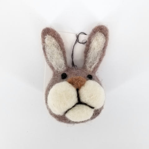 Felted Wildlife Head Ornaments Brown Rabbit - Arts and Heritage St. Albert