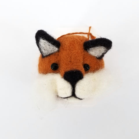 Felted Wildlife Head Ornaments Red Fox - Arts and Heritage St. Albert