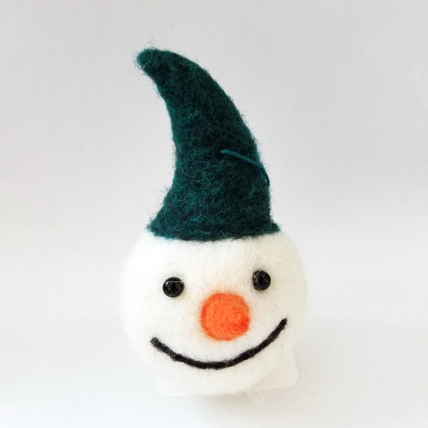 Felted Snowman Head Ornament
