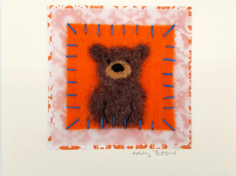 Holly Boone Art Cards Brown Bear on Orange - Arts and Heritage St. Albert
