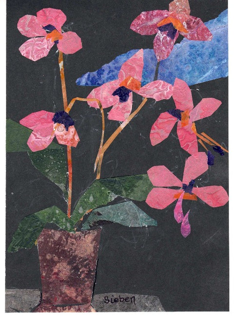 "Floral Series" Original Collaged Art Card