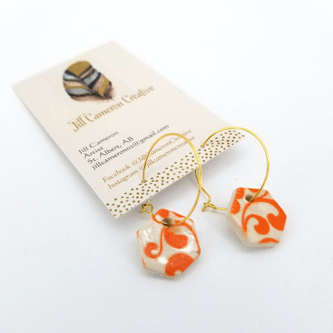 Small Porcelain Charm Hoop Earrings