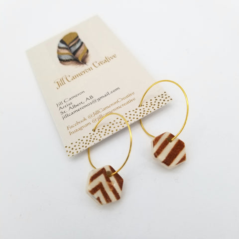 Small Porcelain Charm Hoop Earrings