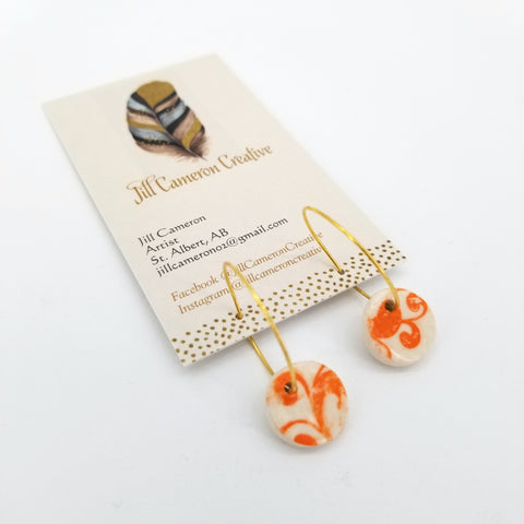 Small Porcelain Charm Hoop Earrings