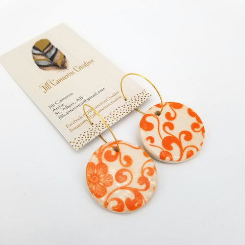 Large Porcelain Charm Hoop Earrings