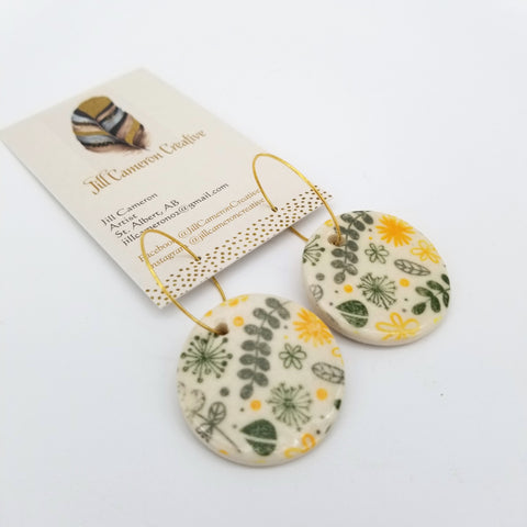 Large Porcelain Charm Hoop Earrings