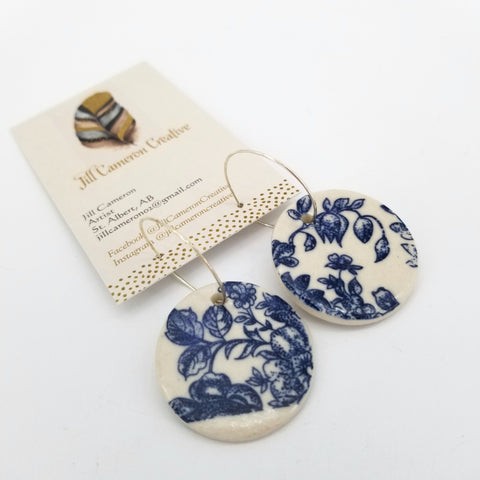 Large Porcelain Charm Hoop Earrings