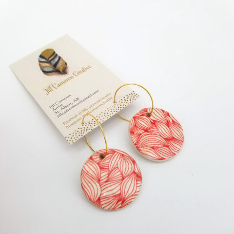 Large Porcelain Charm Hoop Earrings