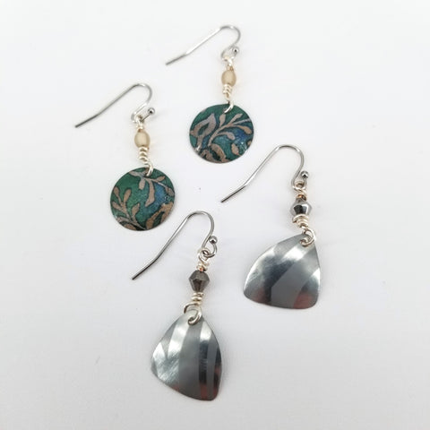 2 Pack Upcycled Biscuit Box Earrings