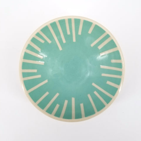 Contemporary Green Bowl with Vertical Line Pattern - Arts and Heritage St. Albert