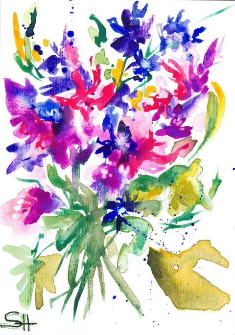 'Flower Series' 5 x 7 Original Art Cards by Sabine Hahnel Style 7 - Arts and Heritage St. Albert
