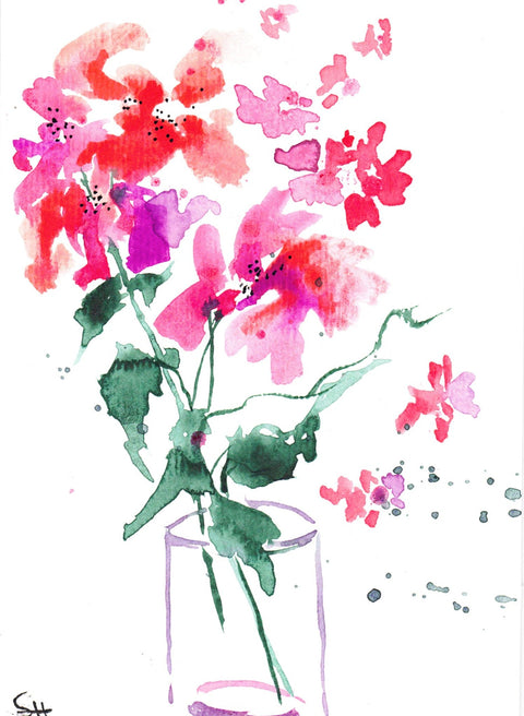 'Flower Series' 5 x 7 Original Art Cards by Sabine Hahnel Style 4 - Arts and Heritage St. Albert