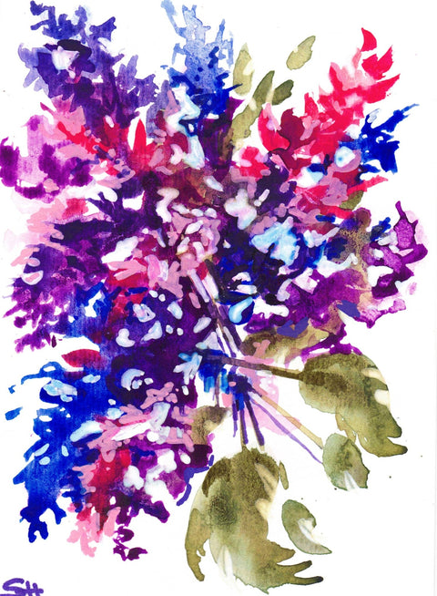 'Flower Series' 5 x 7 Original Art Cards by Sabine Hahnel Style 3 - Arts and Heritage St. Albert