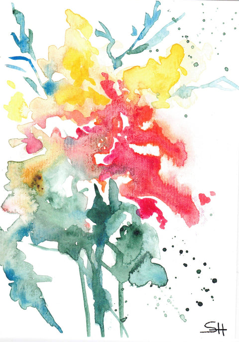 'Flower Series' 5 x 7 Original Art Cards by Sabine Hahnel Style 1 - Arts and Heritage St. Albert