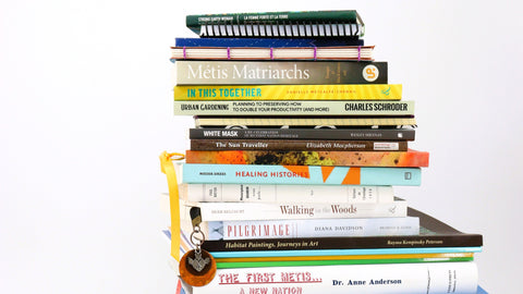 Stack of books on a white background