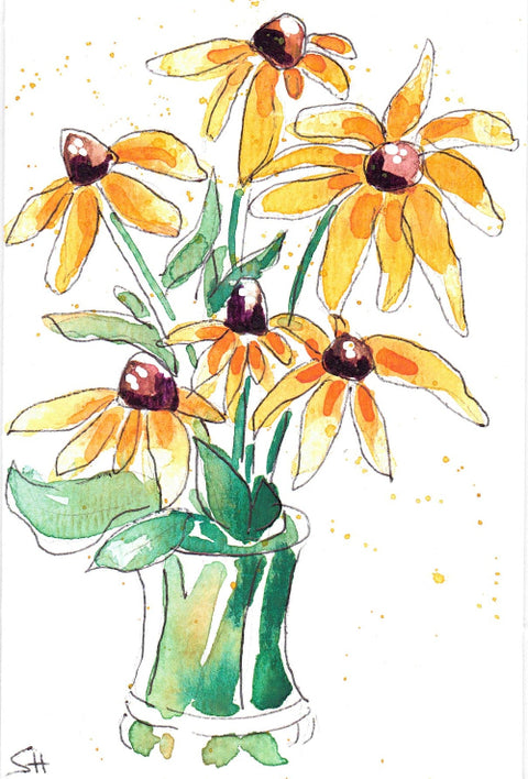 'Floral Series' 4 x 6 Original Art Cards by Sabine Hahnel Style 6 - Arts and Heritage St. Albert