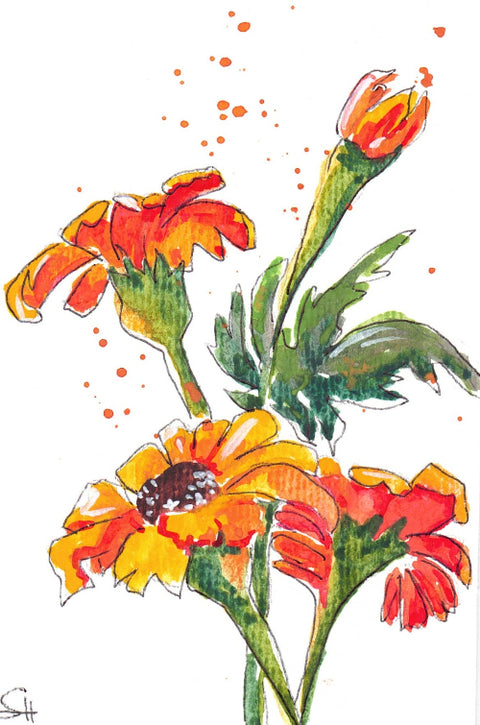 'Floral Series' 4 x 6 Original Art Cards by Sabine Hahnel Style 7 - Arts and Heritage St. Albert