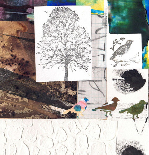'Bird Series' Handmade Collage Card Style 7 - Arts and Heritage St. Albert
