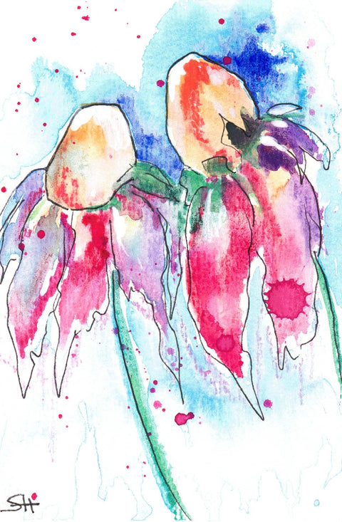 'Floral Series' 4 x 6 Original Art Cards by Sabine Hahnel Style 8 - Arts and Heritage St. Albert