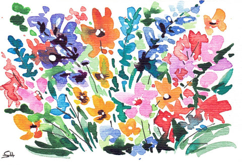 'Floral Series' 4 x 6 Original Art Cards by Sabine Hahnel Style 9 - Arts and Heritage St. Albert
