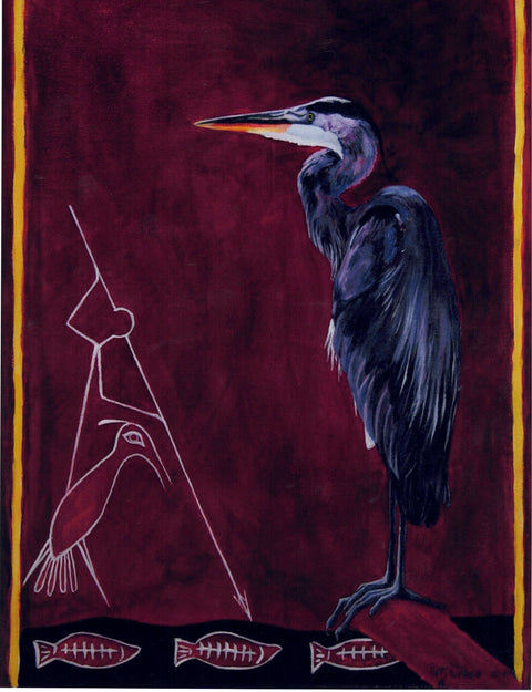 Birds and Butterflies Art Prints by Teresa Stieben Ancient Memories, Blue Heron Myth - Arts and Heritage St. Albert