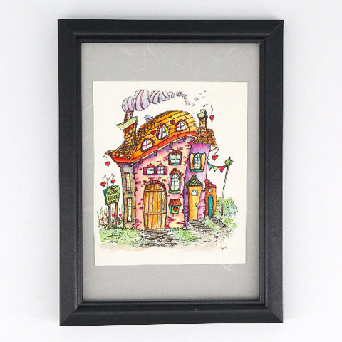 'Bluebirds of Happiness' Original Watercolour & Ink House Paintings - Arts and Heritage St. Albert