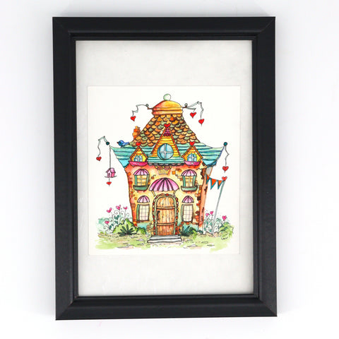 'Bluebirds of Happiness' Original Watercolour & Ink House Paintings - Arts and Heritage St. Albert