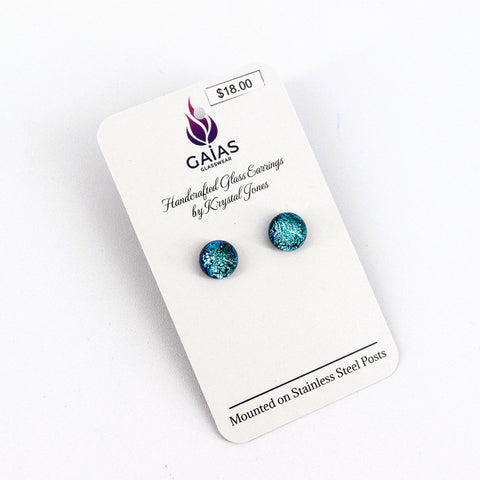 Handcrafted Glass Stud Earrings Bright Blue - Arts and Heritage St. Albert