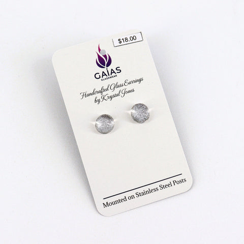 Handcrafted Glass Stud Earrings Clear Silver - Arts and Heritage St. Albert