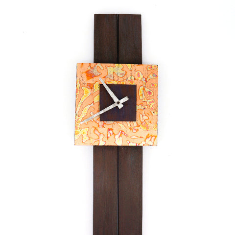 Fired Copper & Upcycled Wood Slat Clock #2 - Arts and Heritage St. Albert