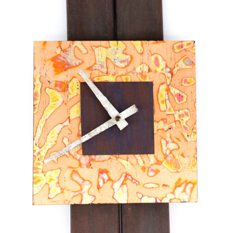 Fired Copper & Upcycled Wood Slat Clock #2 - Arts and Heritage St. Albert