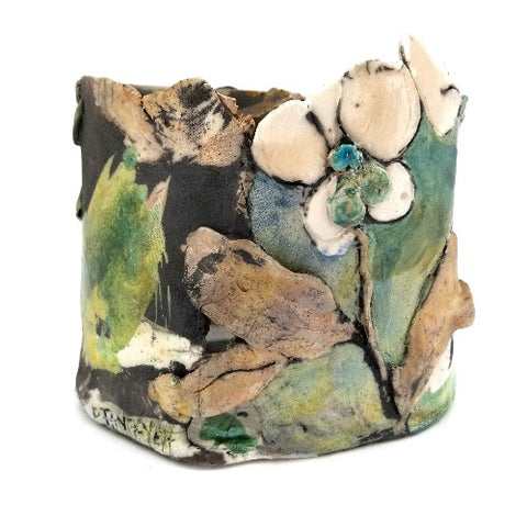 'Floral Pot' Sculptural Raku Vessel